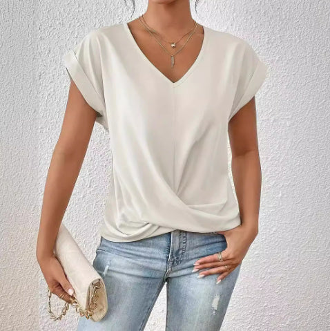 Ana |  T-shirt Décontracté à Col V Cœur