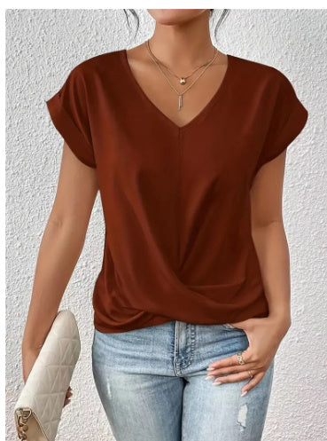 Ana |  T-shirt Décontracté à Col V Cœur