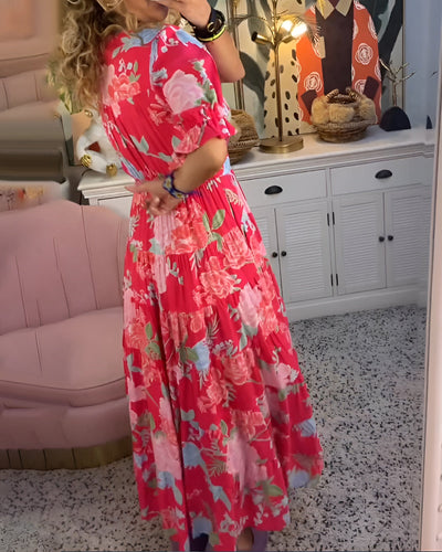 LIana | Robe Fleurie à Col V et Poches