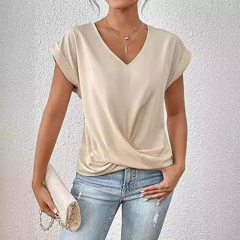 Ana |  T-shirt Décontracté à Col V Cœur