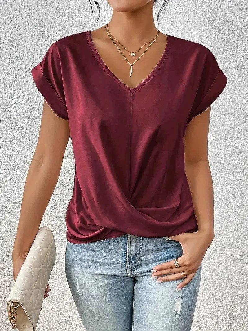 Ana |  T-shirt Décontracté à Col V Cœur